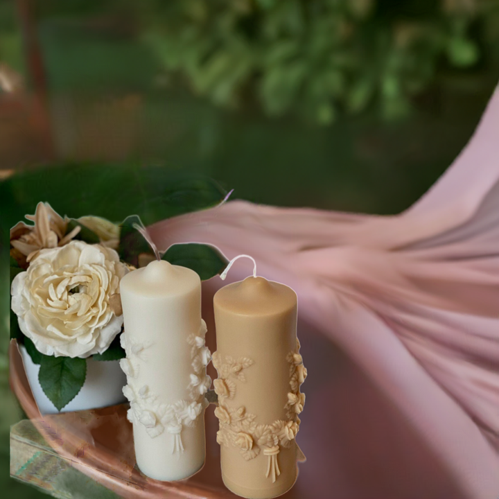 Floral Pillar Soy Wax Scented Candle